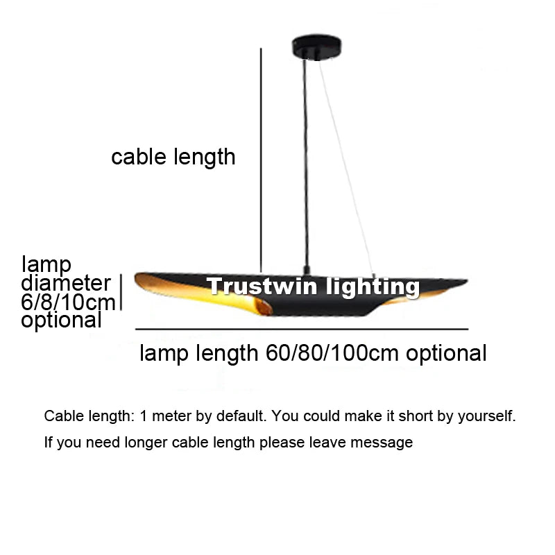 Delightful Coltrane modern loft LED gold black wing aluminum tube pendant light