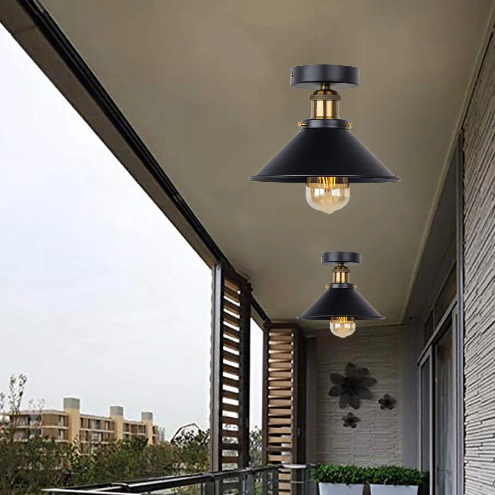 Lámpara de techo de montaje empotrado rústico Industrial Vintage lámpara de Metal estilo pueblo lámparas de luz Retro creativas