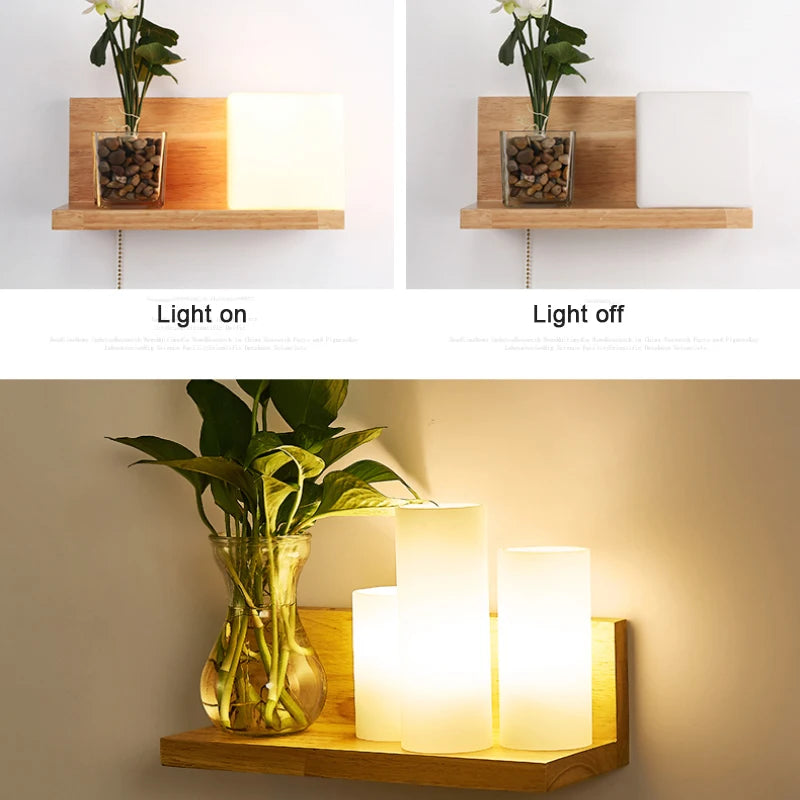 LED simple solid wood lighting