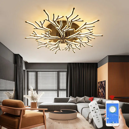 NEO Gleam Hot APP White/Black Led tree branch Ceiling Lights