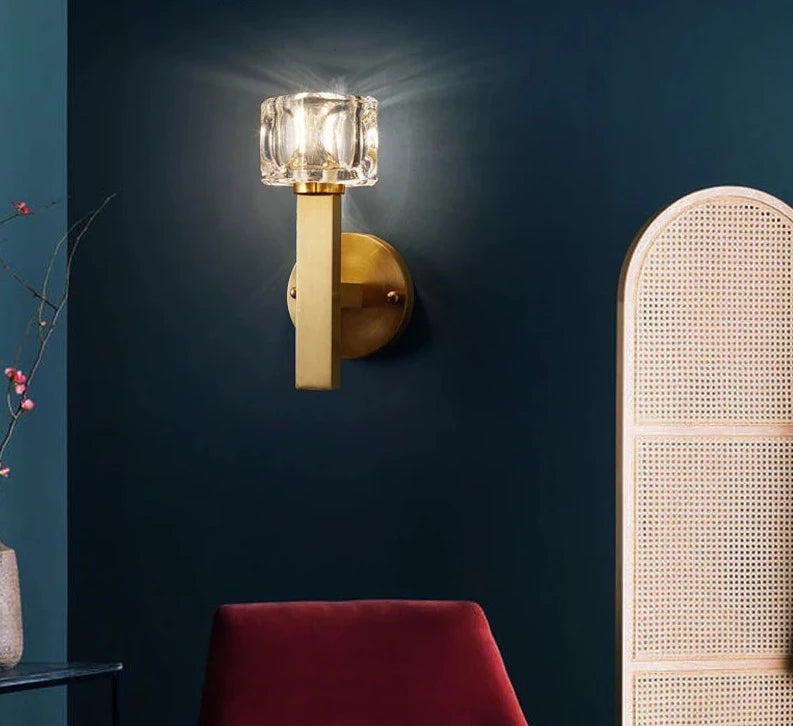 Nordic Copper crystal sconce light