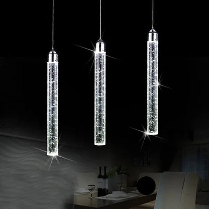 Lámpara colgante led moderna minimalista burbuja K9 luces colgantes de cristal comedor cilindro tubo largo luces colgantes techo alto