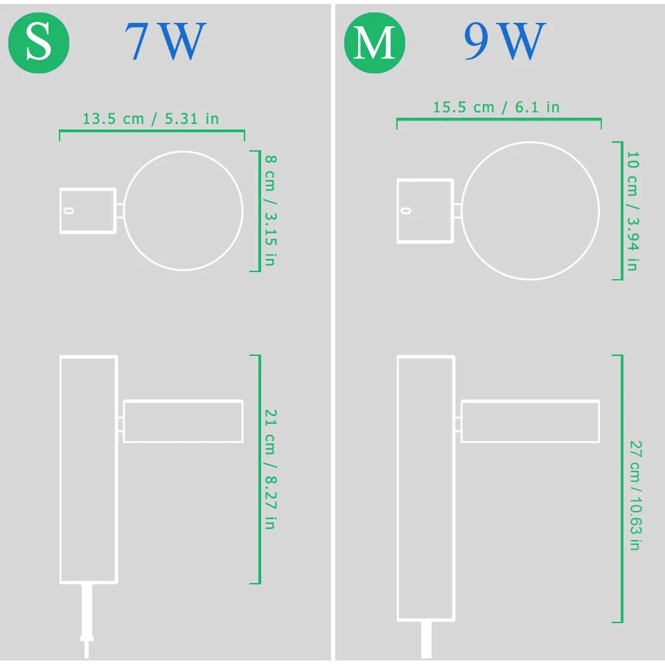 LED Adjustable Dimmable sconce light