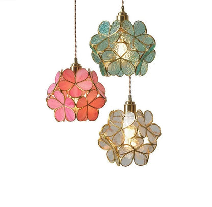 Flower Glass Copper Pendant Lighting