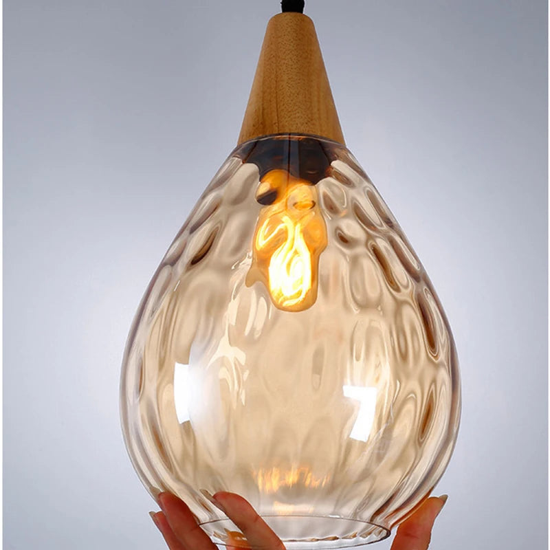 Lámpara colgante de cristal moderna y creativa de Europa LED E27 con 3 colores para dormitorio/restaurante/sala de estar/cocina/cafetería/hotel/oficina