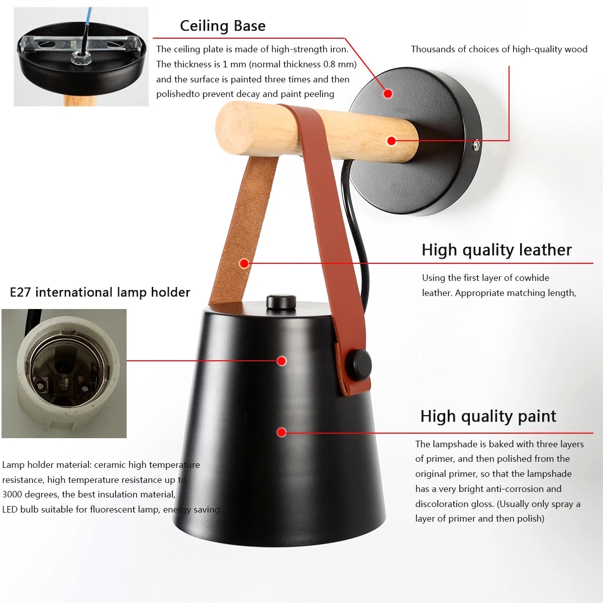 Nordic belt Wooden Sconce