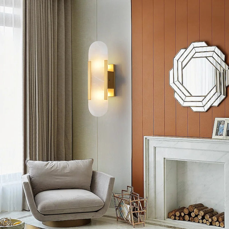Natural marble sconce light