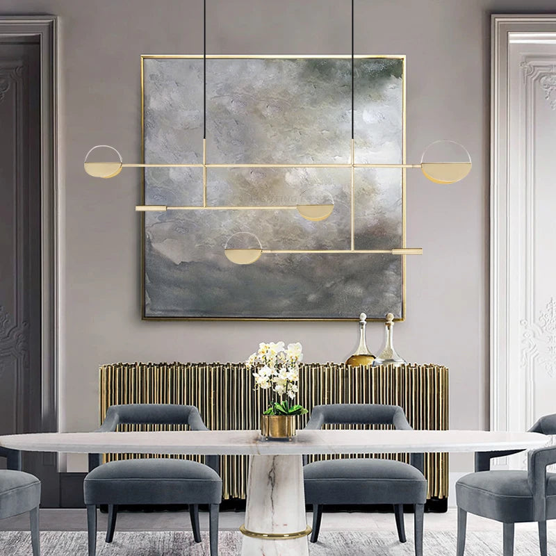 Candelabros de restaurante minimalistas escandinavos, lámpara en línea de luces decorativas para cafetería posmoderna