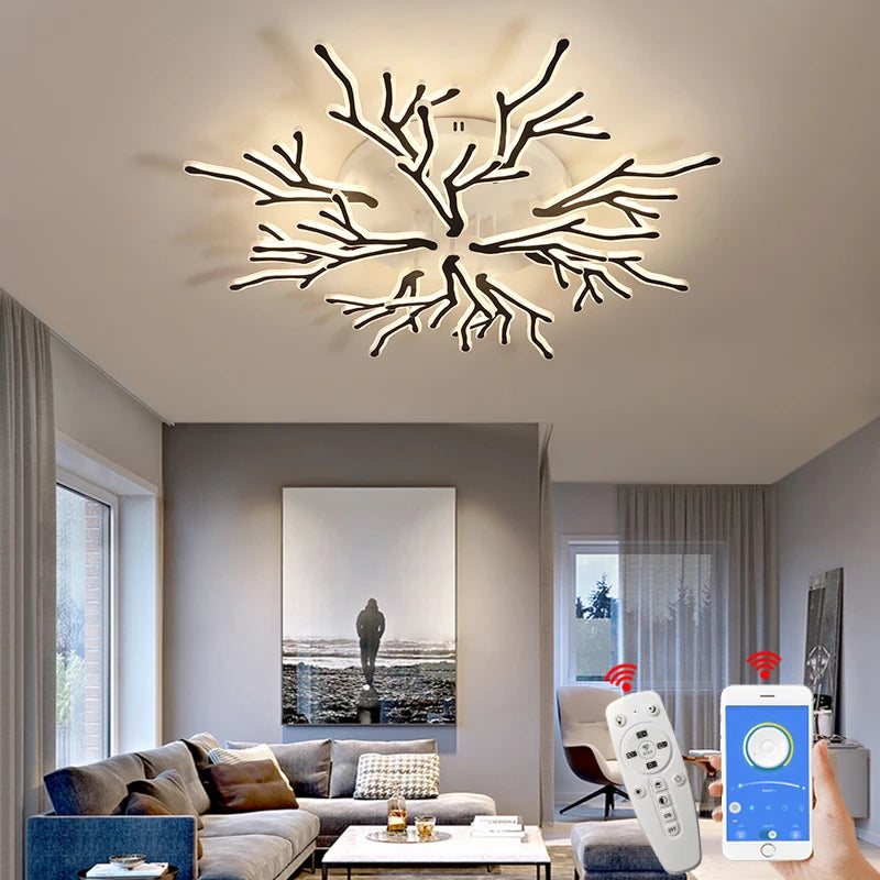 NEO Gleam Hot APP White/Black Led tree branch Ceiling Lights