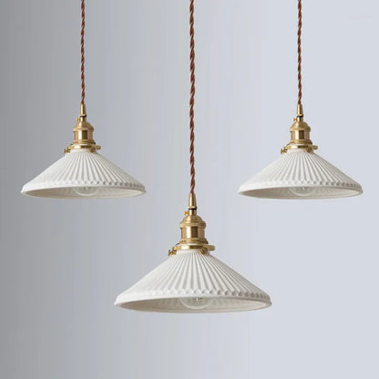 White Ceramic Brass Pendant Lights