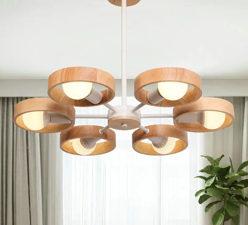 Lámparas colgantes de madera LED E27 con rotación de 360 ​​grados, minimalistas escandinavos, accesorios creativos para el hogar, negro y blanco