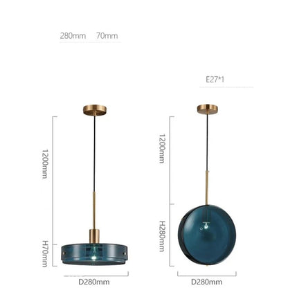Nordic Modern LED Blue Glass Pendant Lights