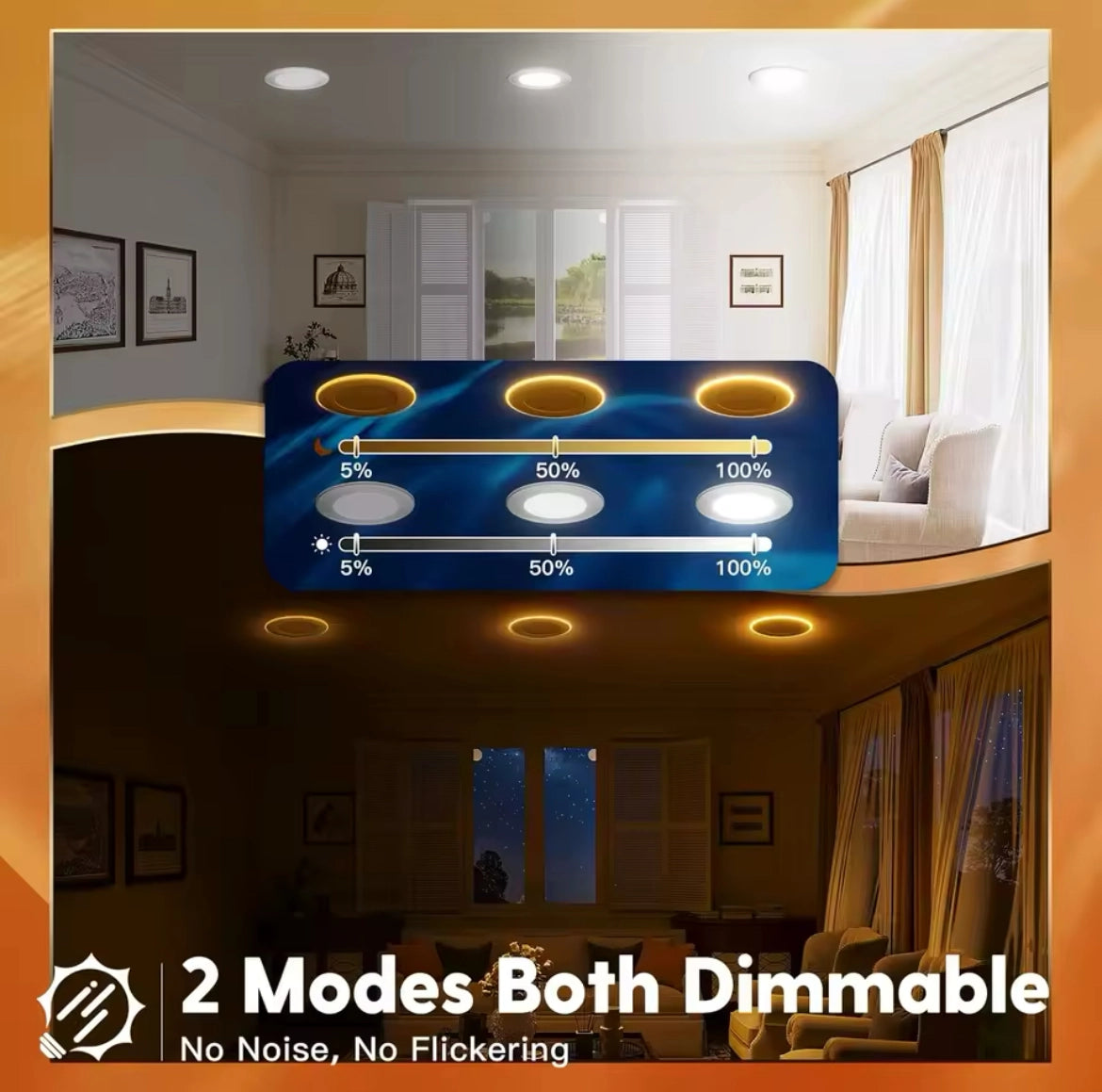 12 Pack LED Recessed Ceiling Light with Night Light 6 or 4 inch 5CCT Ultra-Thin 2700k/3000k/3500k/4000k/5000k