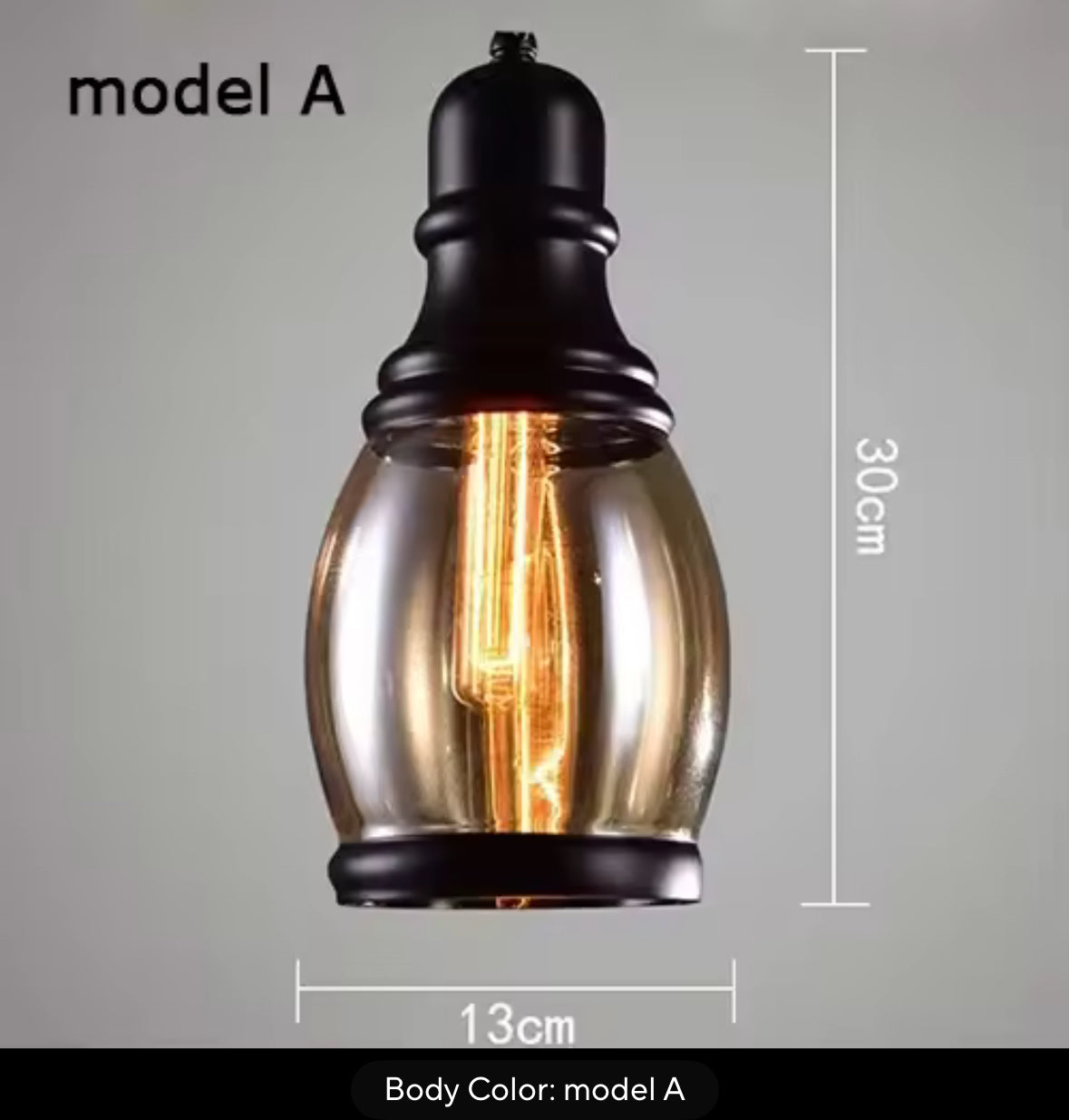 Vintage Amber Glass Pendant Light