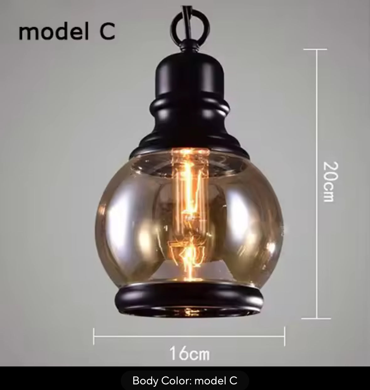 Vintage Amber Glass Pendant Light