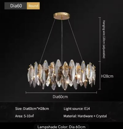 Glass gray Luxury Crystal led pendant light