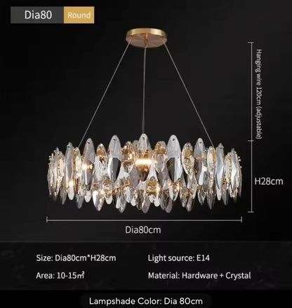 Glass gray Luxury Crystal led pendant light