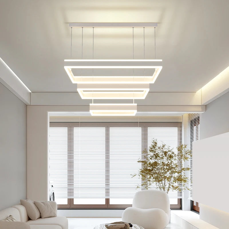 Anillos modernos iluminación Led de araña Lustre para sala de estar dormitorio hogar lámpara colgante montada en el techo luces colgantes de interior