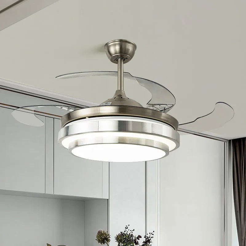 Dimmable Retractable Blade ceiling Fan Light LED