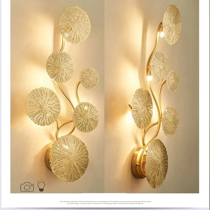Nordic Gold Lotus Leaf LED Sconce Light