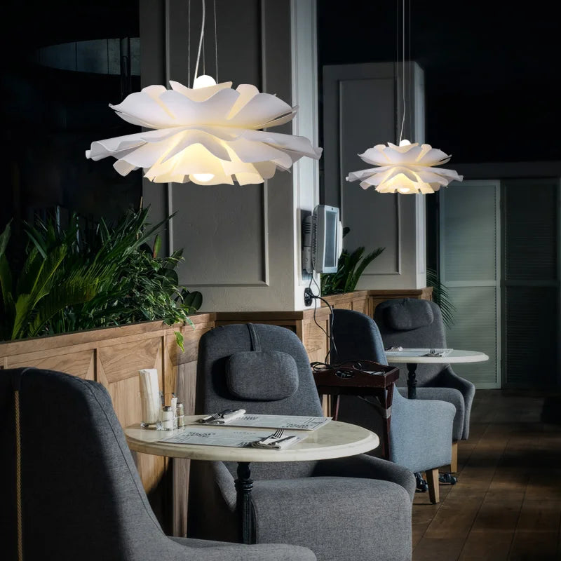 Nordic Led white camellia Chandelier