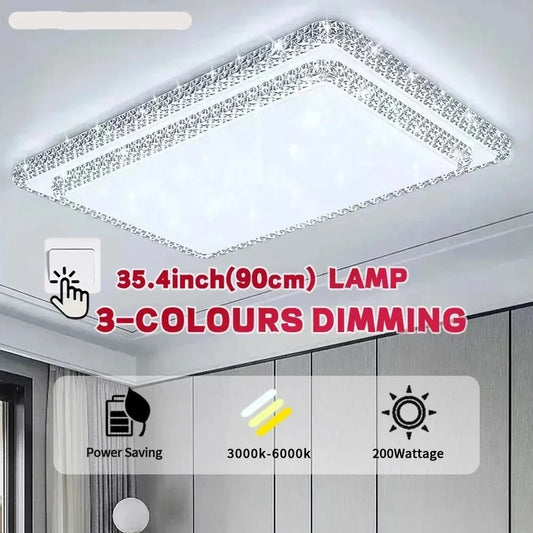 Lámpara de techo LED de Color regulable con diseño de diamante moderno, luz blanca/cálida de 90/200W, decoración de iluminación para el Interior del hogar Simple para dormitorio