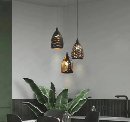 Luces colgantes LED modernas, lámpara colgante de jaula de metal hueca de hierro, accesorio para sala de estar, restaurante, tienda, bar, decoración, luminaria