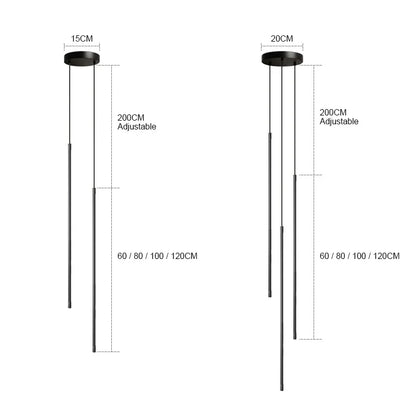 Iluminación LED de araña más larga y moderna para comedor, dormitorio, luces colgantes de oro negro, lámpara colgante de fondo de cabecera de lujo