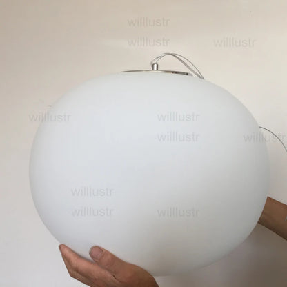 Oval White Opaline Glass Pendant Light