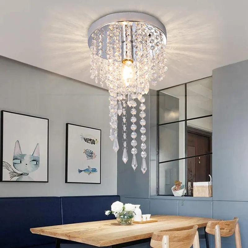 Lámpara LED de cristal, lámpara de techo moderna y lujosa, Lustre nórdico para dormitorio, sala de estar, comedor, restaurante, decoración del hogar, bombilla E14