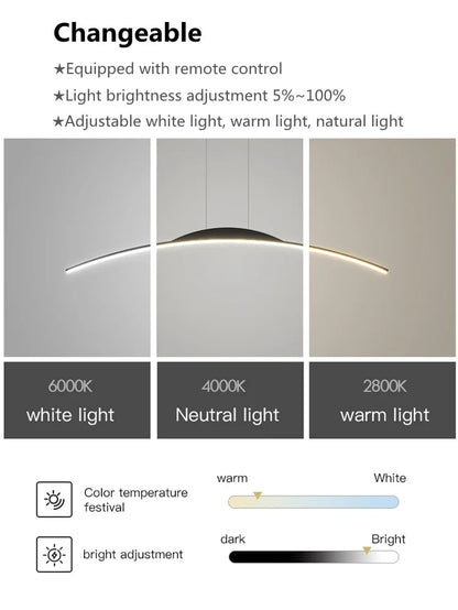 Lámpara colgante minimalista de tira larga de arañas LED para el hogar, luces de suspensión para decoración de comedor, cocina, restaurante y oficina
