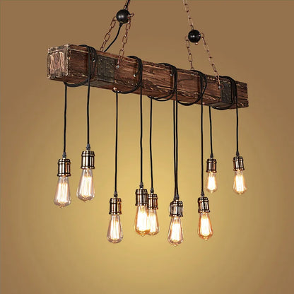 Antiguo Industrial Retro madera E27 araña de techo LED iluminación creativa LOFT Bar luminaria luces colgantes clásicas lustre
