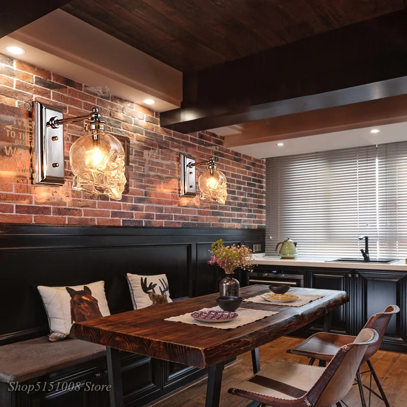 Clear Glass Skull Bones Sconces Light