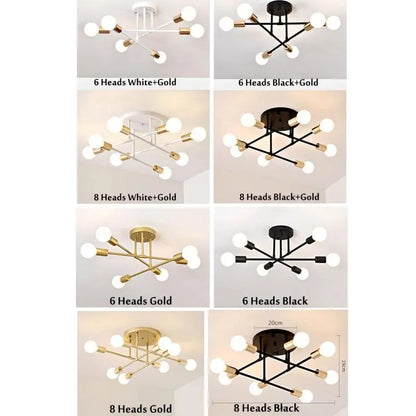 Nordic red branch type ceiling light