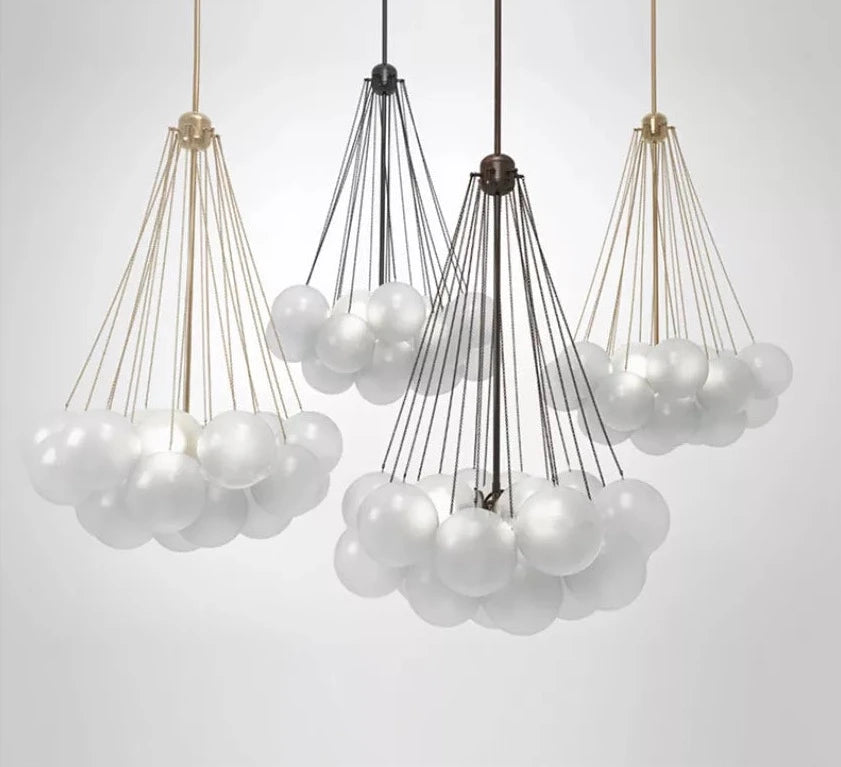 SANDYHA-bola de cristal nórdica, iluminación colgante Led, dorado Negro, candelabro para sala de estar, comedor, dormitorio, decoración del hogar, brillo Interior E27