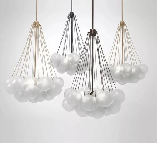 SANDYHA-bola de cristal nórdica, iluminación colgante Led, dorado Negro, candelabro para sala de estar, comedor, dormitorio, decoración del hogar, brillo Interior E27