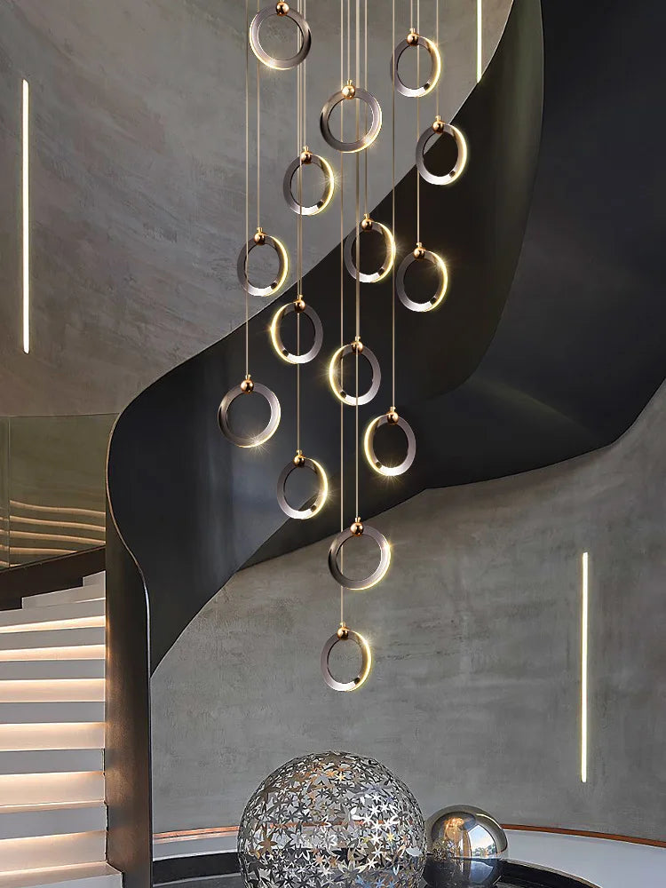 LED stair case rings Chandelier