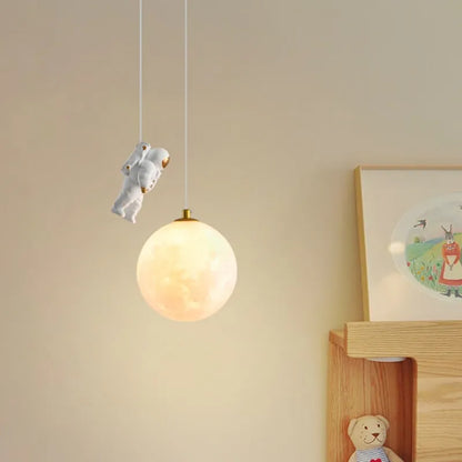 Lámpara colgante LED moderna para habitación de niños, lámpara colgante decorativa de hierro con dibujos de astronauta y Luna, para dormitorio, estudio, luminarias
