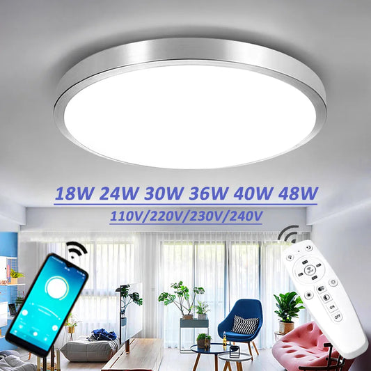 Lámparas de iluminación de LED de techo, lámpara moderna para dormitorio, sala de estar, montaje en superficie, balcón, 18w, 24w, 30w, 36w, 40w, 48w, CA 110V/220V, techo