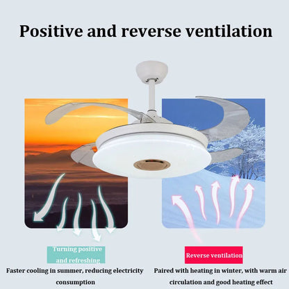 Control Retractable Ceiling Fan With LED Light and Bluetooth Speaker