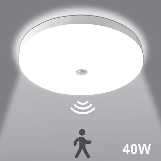 Lámpara LED de techo con Sensor de movimiento PIR, 220V, 110V, 15W, 20W, 24W, 36W, 40W, blanco cálido, blanco frío, luces de techo modernas para pasillos de vestíbulo