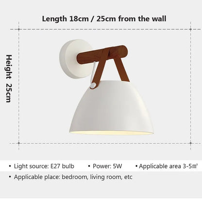 Nordic Wooden Leather Belt Iron Head Sconces Light