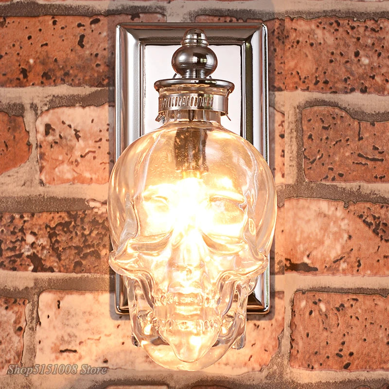 Clear Glass Skull Bones Sconces Light