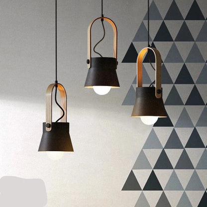 Anillo de hierro, lámpara colgante de grano de madera, lámparas colgantes modernas, lámpara colgante pequeña minimalista para sala de exposición nórdica, dormitorio, comedor