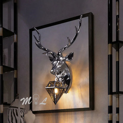 Lámpara de pared moderna con asta, lámpara de ciervo, pared creativa + lámparas para iluminación de dormitorio, accesorio de cocina, luces de pared, decoración de pared para el hogar