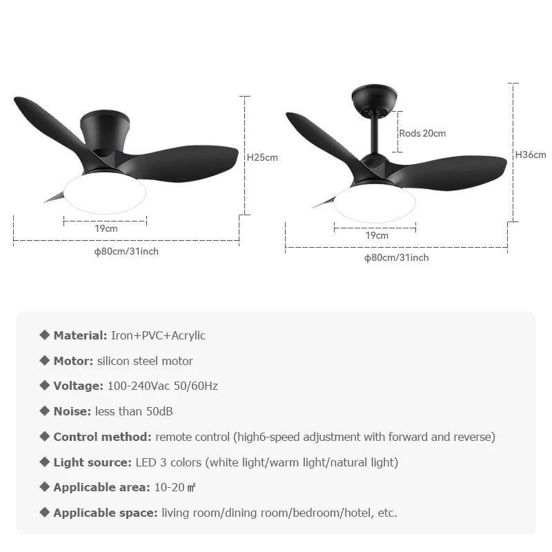 Mini Ceiling Fan Lamp With Remote Control