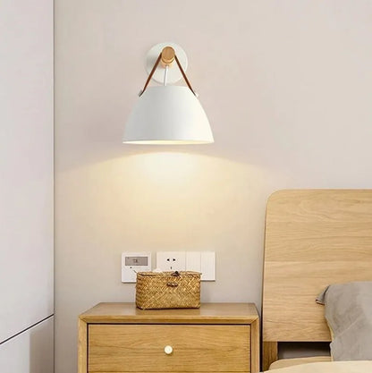 Nordic Wooden Leather Belt Iron Head Sconces Light