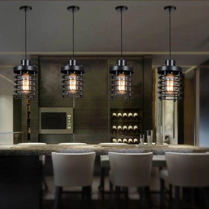 America wrought iron cage bar pendent light