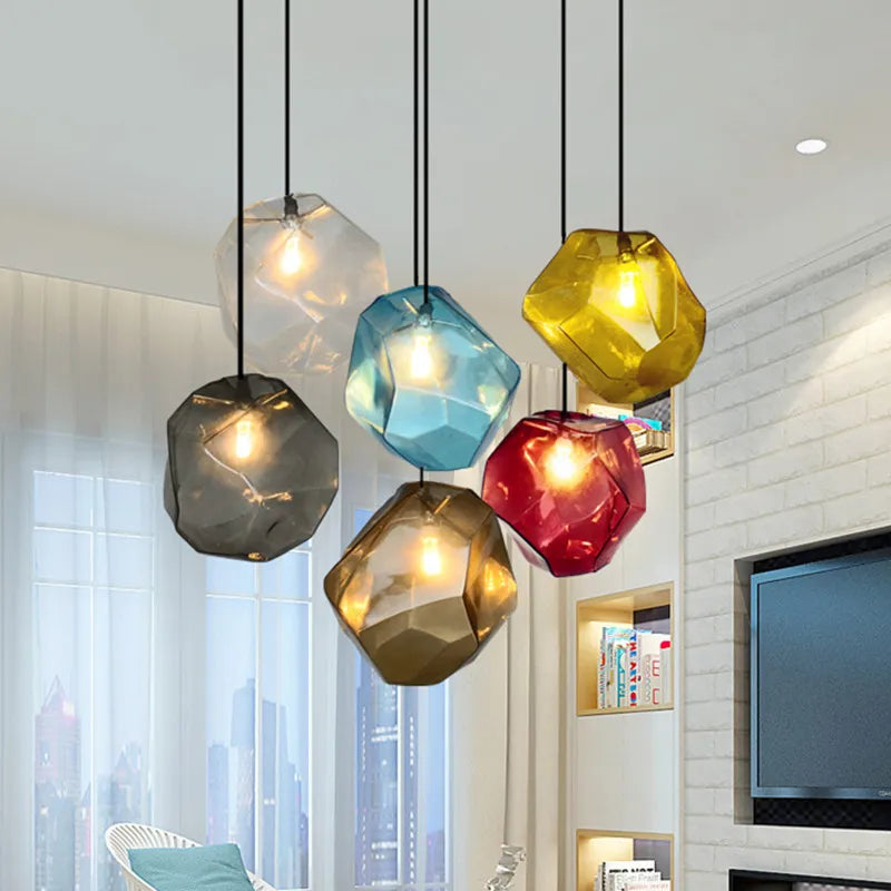 Colorful Stone Glass Pendant Light