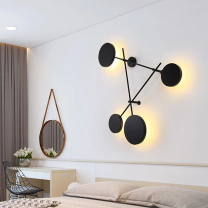 Led Black Iron Luminaire Round Wall Sconce Light